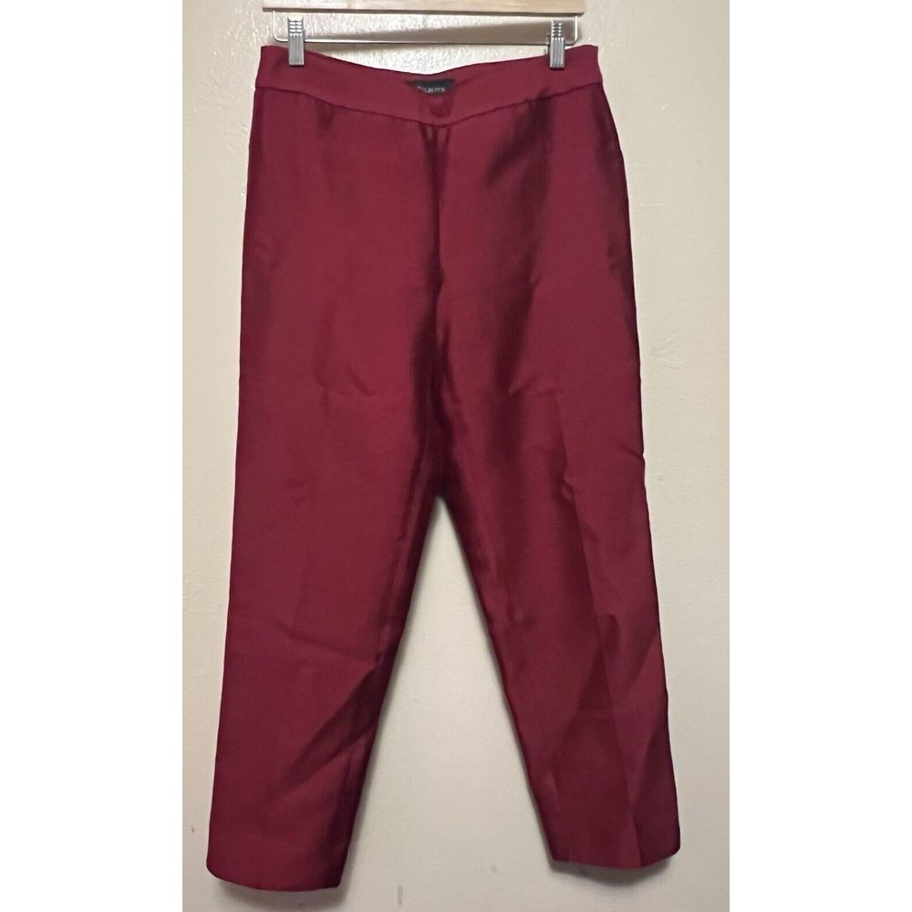 Talbots Silk Blend Chatham Ankle Pants Cranberry Red Party Cocktail Holiday Sz 6